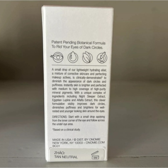 Onomie Bright Concealing Elixir Dark Circle Corrector in Tan Warm 0.35oz/ 10g - Picture 2 of 4
